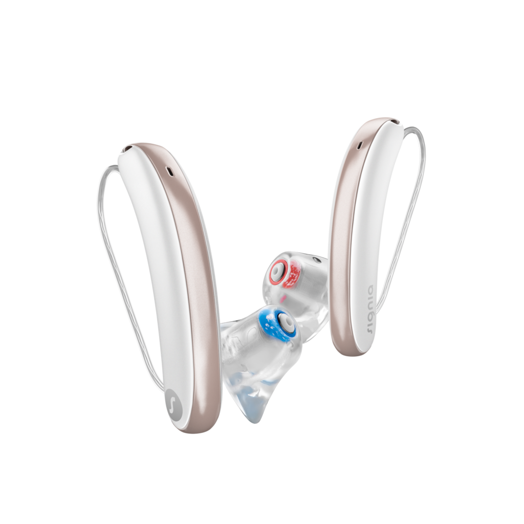 Signia Styletto IX Werbemittel Produktbild White Rose Pair DE 10.24